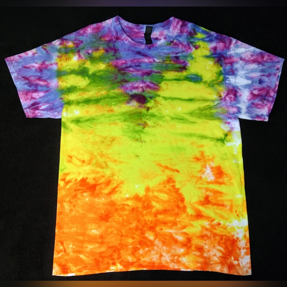 "Sunset Vibes" Ice Dye Tie Dye T Shirt ~ Sz L